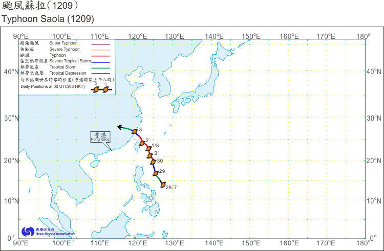 Track of Typhoon Saola(1209) 