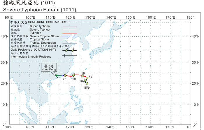 Track of Severe Typhoon Fanapi