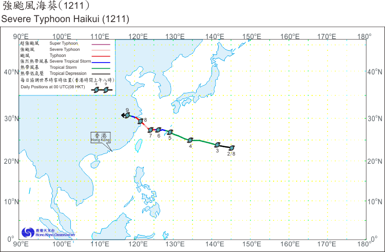 Track of Severe Typhoon Haikui(1211)