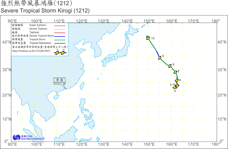 Track of Severe Tropical Storm Kirogi(1212)