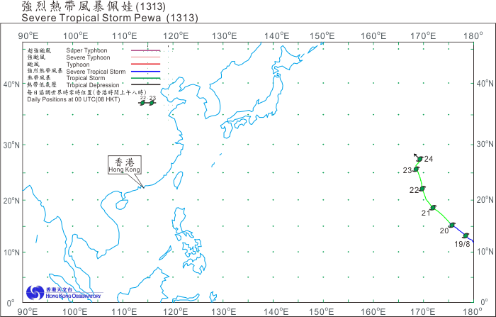 Track of Severe Tropical Storm Pewa (1313)