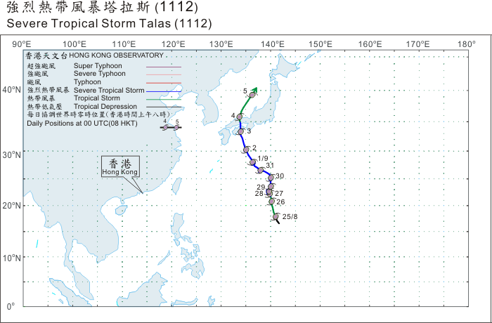 Track of Severe Tropical Storm Talas