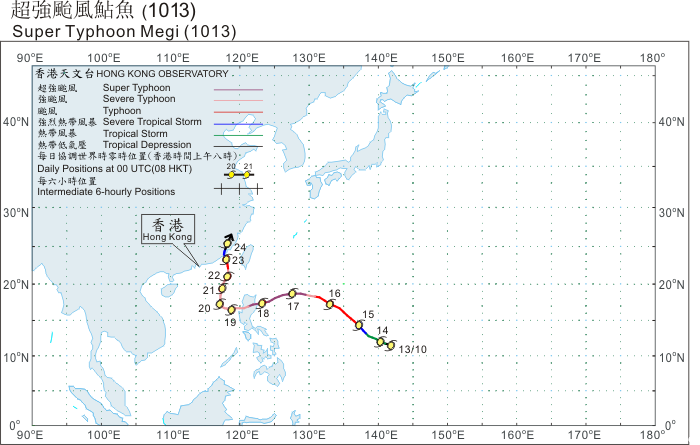 超強颱風鮎魚的路徑圖