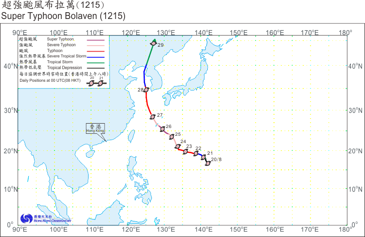 Track of Super Typhoon Bolaven(1215) 
