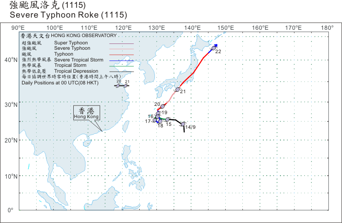 Track of Severe Typhoon Roke