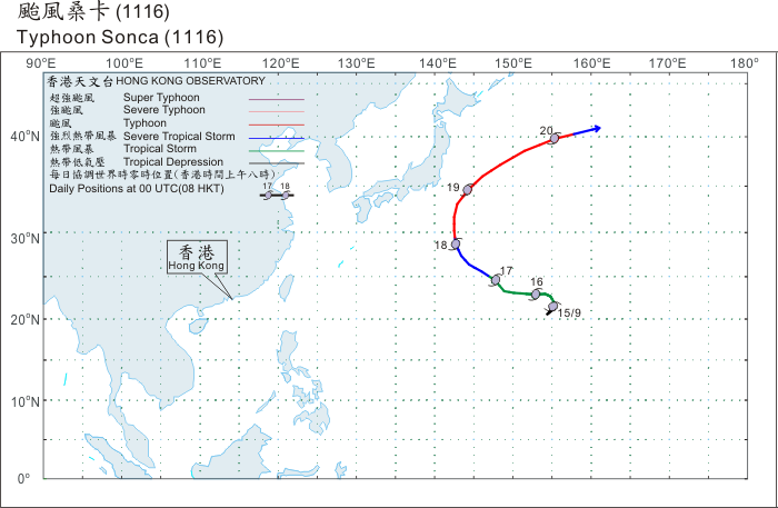 Track of Typhoon Sonca