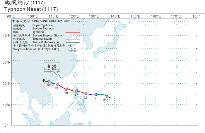 Track of Typhoon Nesat