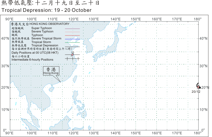 Track of Tropical Depression of 19 - 20 December