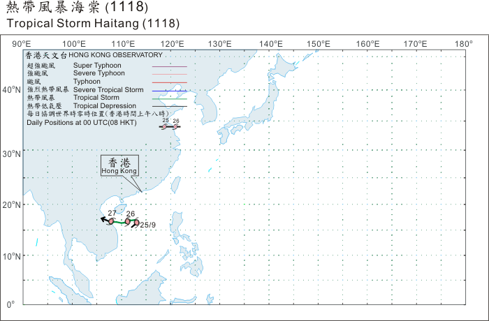 Track of Tropical Storm Haitang 