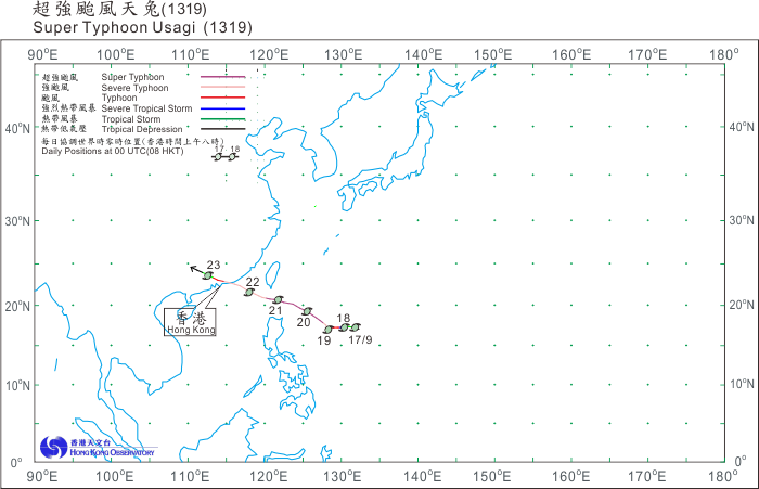 Track of Super Typhoon Usagi	(1319)