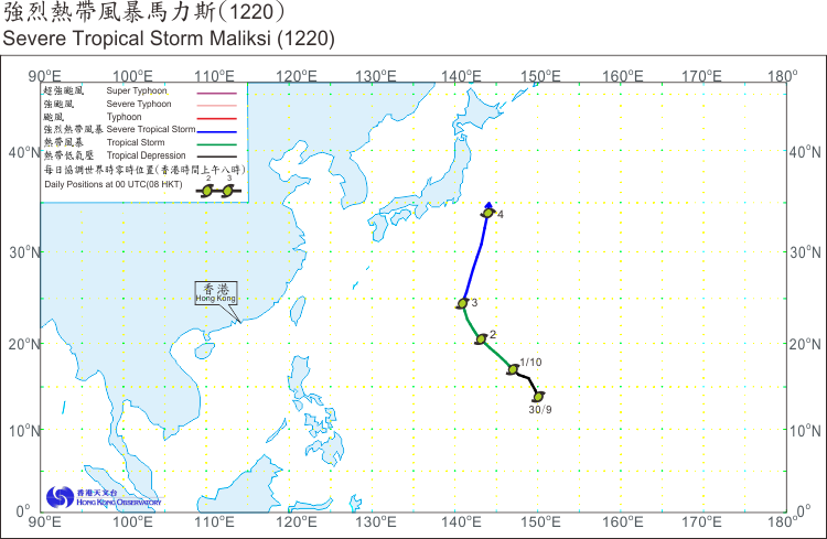 Track of Severe Tropical Storm Maliksi(1219)