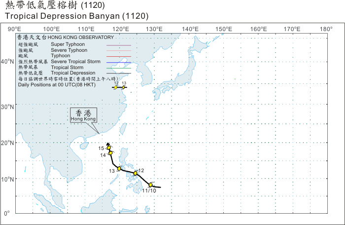 Track of Tropical Depression Banyan