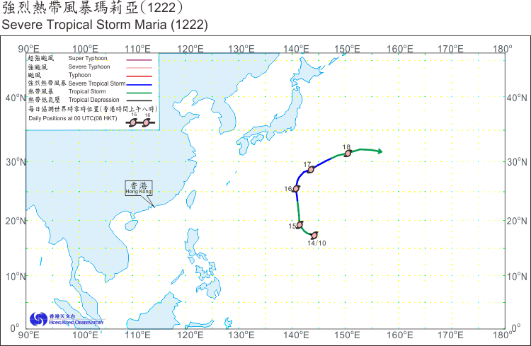 Track of Severe Tropical Storm Maria(1222) 