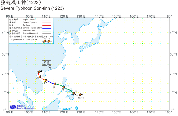 Track of Severe Typhoon Son-tinh(1223) 