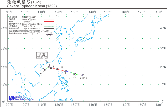 Track of Severe Typhoon Krosa (1329)