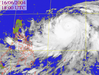 Satellite picture of Typhoon Dianmu