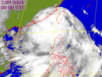 Satellite picture of Typhoon Dujuan