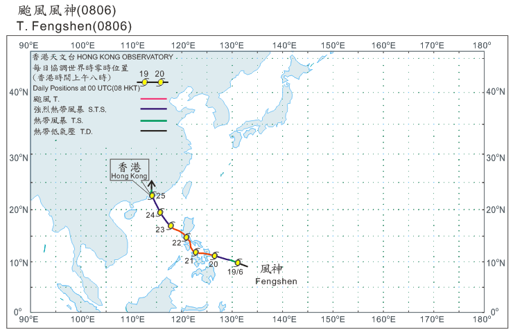 Track of Typhoon Fengshen