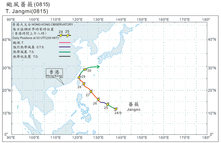 Track of Typhoon Jangmi