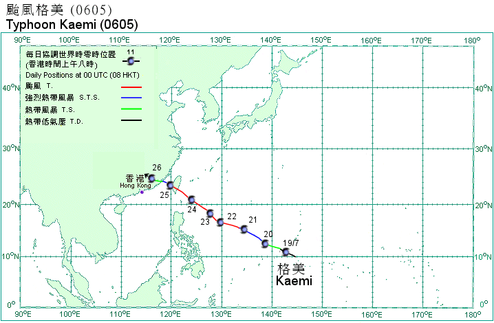 Track of Typhoon Kaemi
