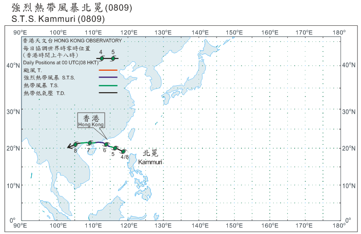 Track of Severe Tropical Storm Kammuri