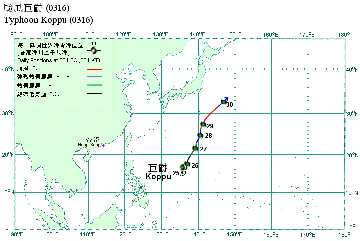 Track of Typhoon Koppu