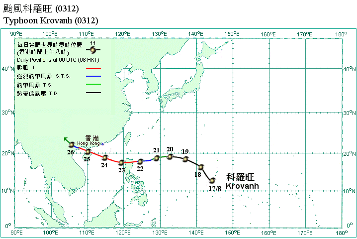 Track of Typhoon Krovanh