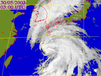 Satellite picture of Severe Tropical Storm Linfa