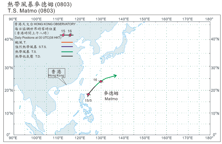 Track of Tropical Storm Matmo