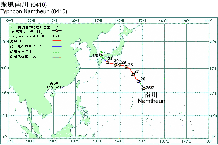Track of Typhoon Namtheun