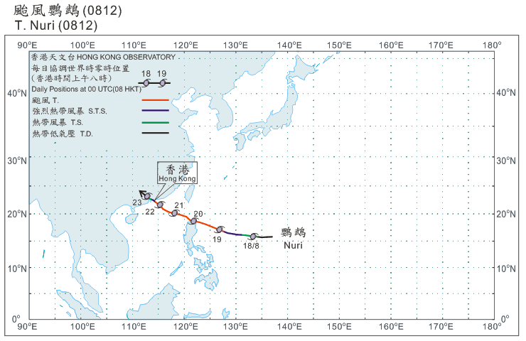 Track of Typhoon Nuri