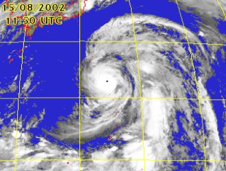 Satellite picture of Typhoon Phanfone