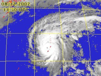 Satellite picture of Typhoon Pongsona