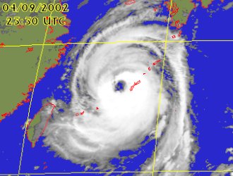 Satellite picture of Typhoon Sinlaku