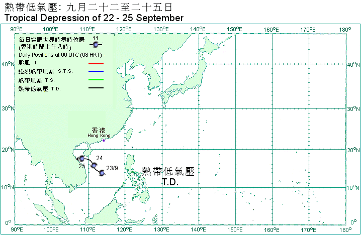 Track of Tropical Depression