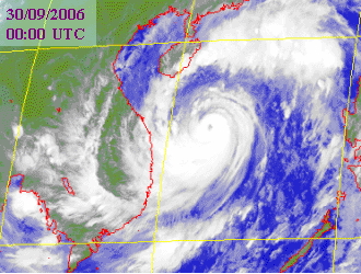 Satellite picture of Typhoon Xangsane