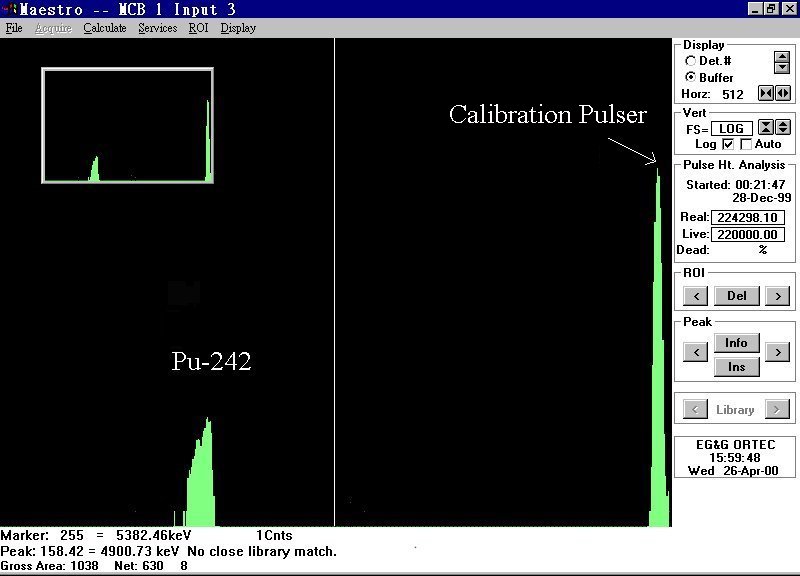 Alpha spectrum from the alpha spectrum analysis software