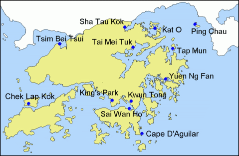 Locations of the radiation monitoring stations