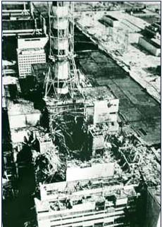 The damaged Unit 4 reactor in the Chernobyl accident (Source: The Chernobyl Forum)