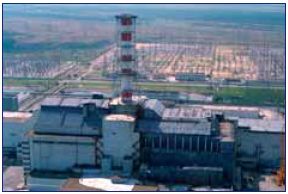Chernobyl nuclear reactor in its sarcophagus (Source: The Chernobyl Forum)