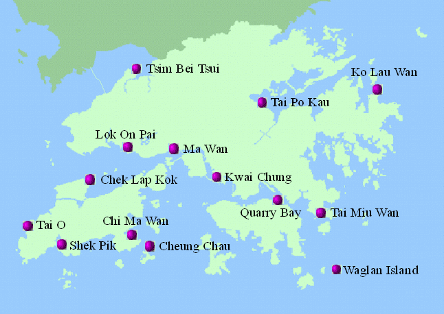 Map of locations with predicted tides