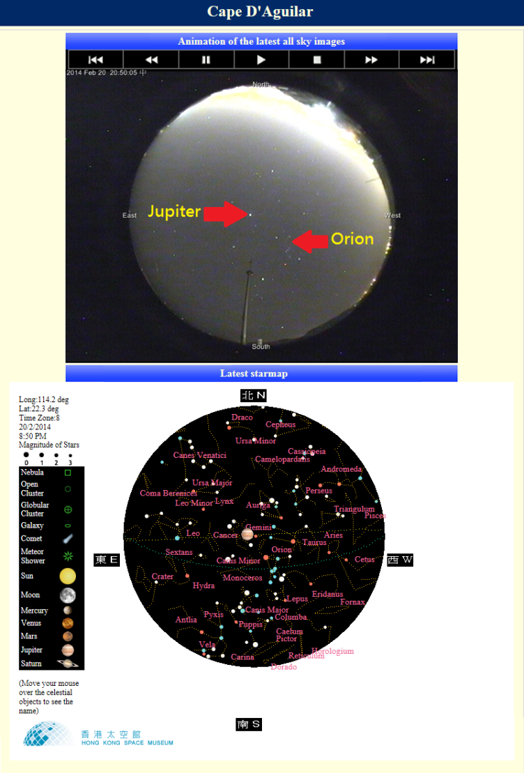 Figure 2. All sky image and star map