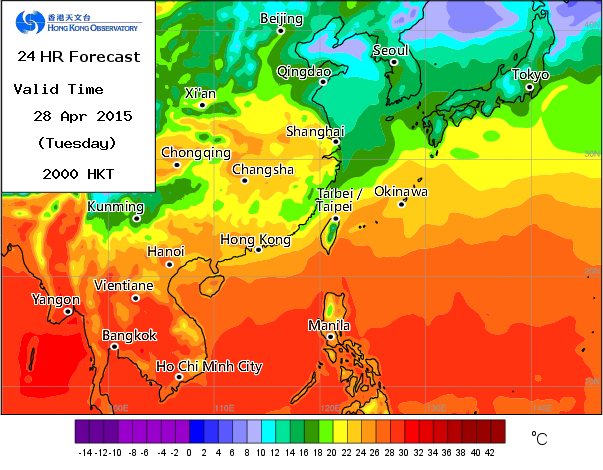 Sample of the original forecast surface temperature map