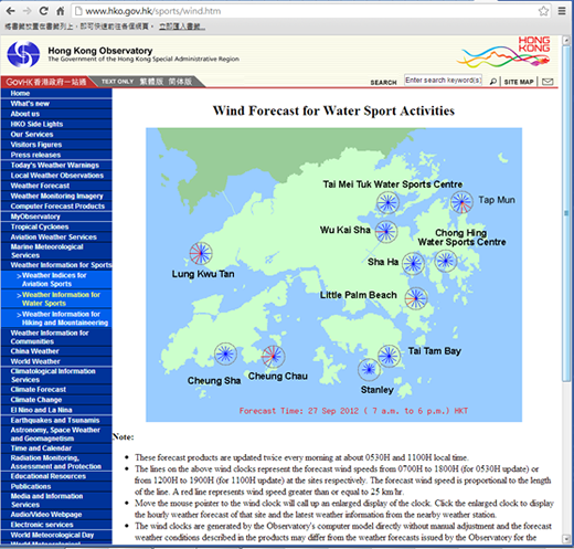 Enhanced Wind Forecast for Water Sport Activities webpage