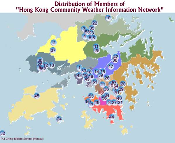 Distribution of Members of Hong Kong Community Weather Information Network