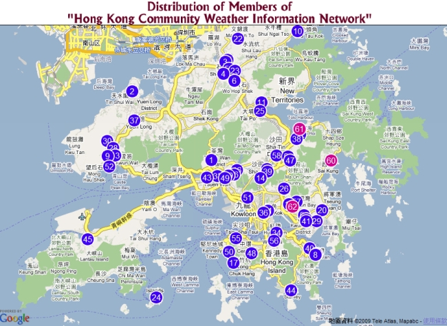 Distribution of Members of Hong Kong Community Weather Information Network