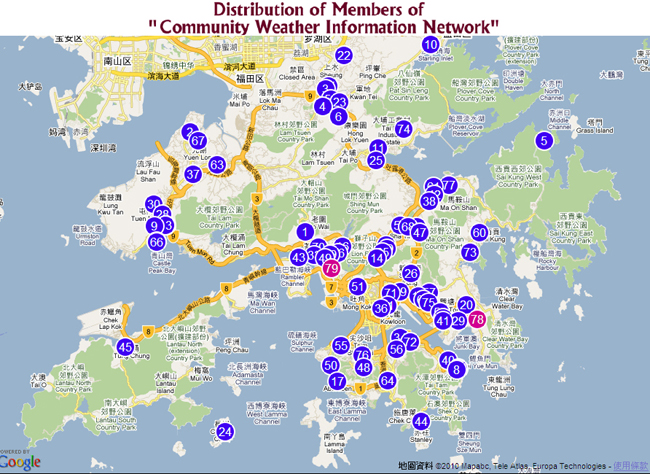 Distribution of Members of Community Weather Information Network