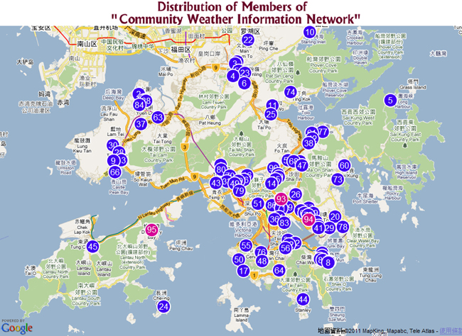 Distribution of Members of Community Weather Information Network