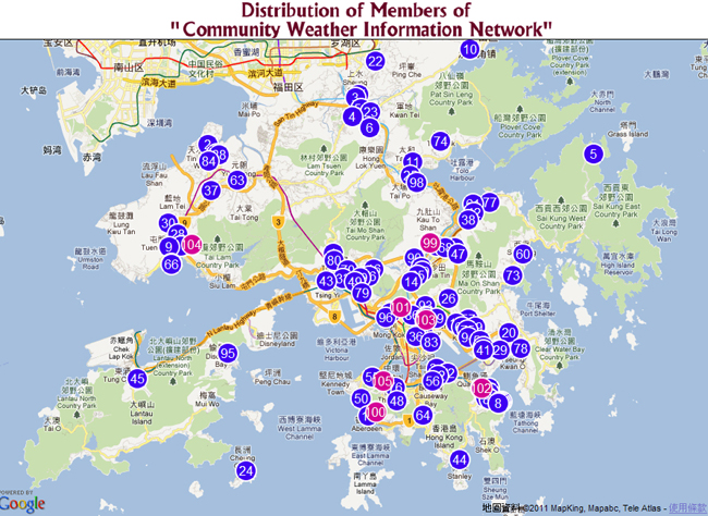 Distribution of Members of Community Weather Information Network