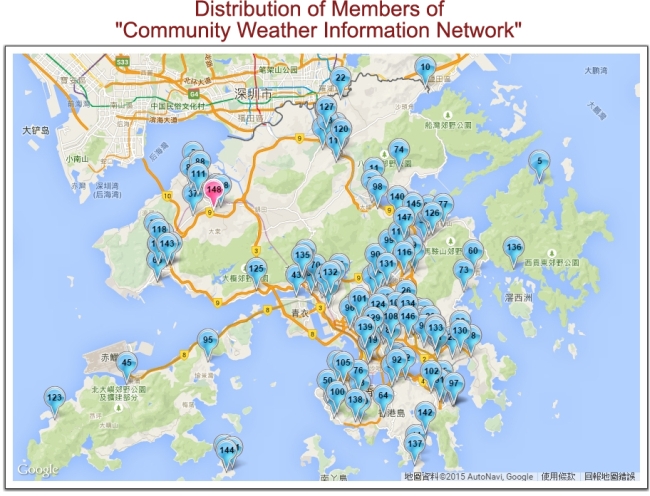 Distribution of Members of Community Weather Information Network